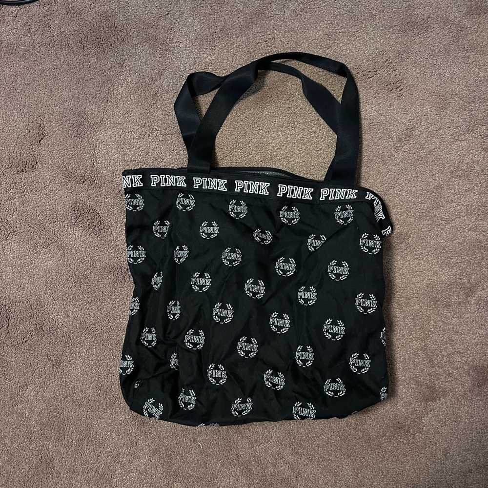 Pink Large Black Logo Tote